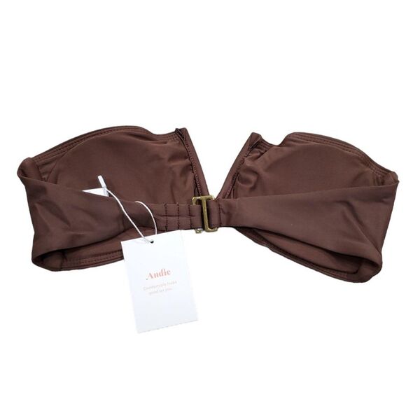 Andie Swim The Scala Bikini Top Strapless V Neck Espresso Brown Size XS - Picture 2 of 6